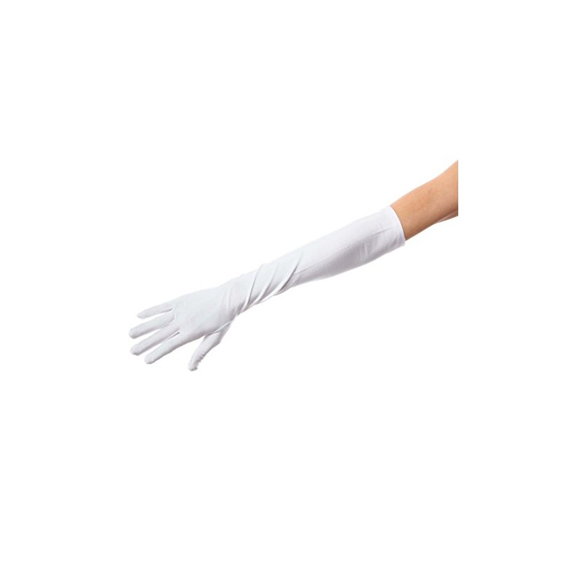 Matte Satin Over Elbow Gloves, White