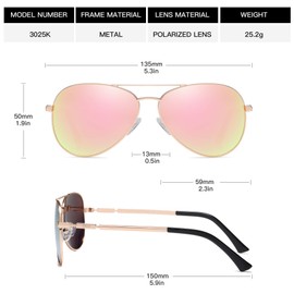 DUCO Classic Polarised Mirrored Pilot Sunglasses Mens Womens Vintage Polarized Sun Glasses Designer Shades 3025K (Gold,Pink)