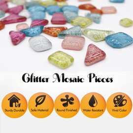 Heromor Mosaic Tiles Arts and Crafts -Assorted Colors Mosaic Stones, Mini Glitter Crystal Mosaic Pieces 200g in Irregular Shapes, Mosaic Kits for Children, DIY Craft Home Decoration