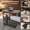 FAHKNS C Table with Wheels, Adjustable Couch Table with Charging
