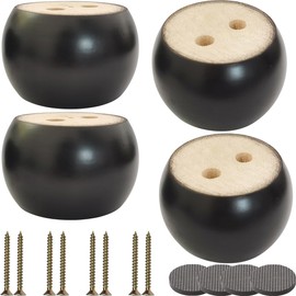 Btibpse 2 Inch Wood Sofa Furniture Legs Round Black Bun Feet 2 Inch Tall Legs Replacement for Sofa/Couch/Ottoman/Loveseat/Cabinet with Screw Set of 4 (Diameter: 2.7inch, Black)