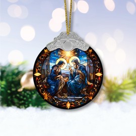 Nativity Set Hanging Ornaments, Elegant Suncatcher Featuring Mother Mary, Saint Joseph, and Baby Jesus, Perfect Christmas Nativity Scene Decor, Premium Nativity Ornaments, Christian Decoration