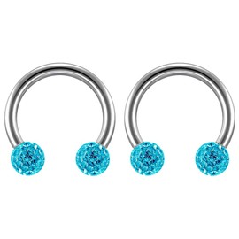 2pc 16 Guage Circular Barbell Earrings Daith Forward Helix 1.2mm 16g Titanium Tragus Anti Rook Rim Ear Lobe Eyebrow Lip Cartilage Pinna Bridge Aqua