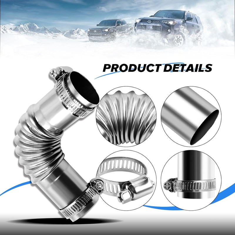 BEANPRECOY 2 Pcs Diesel Heater Exhaust Pipe, 24mm Stainless Steel