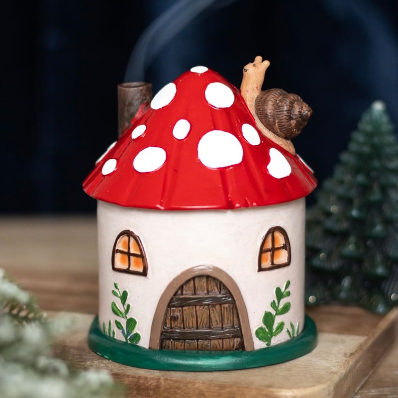 Mushroom House Incense Cone Burner: Whimsical Decor & Fragrance |