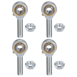 M METERXITY 4-Pack POSB6 Rod End Bearing, 3/8 Inch Bore 3/8-24 Right Thread Self-Lubricating Male Thread Steel Joint Rod Ends W Jam Nuts for Forging Machine Tools