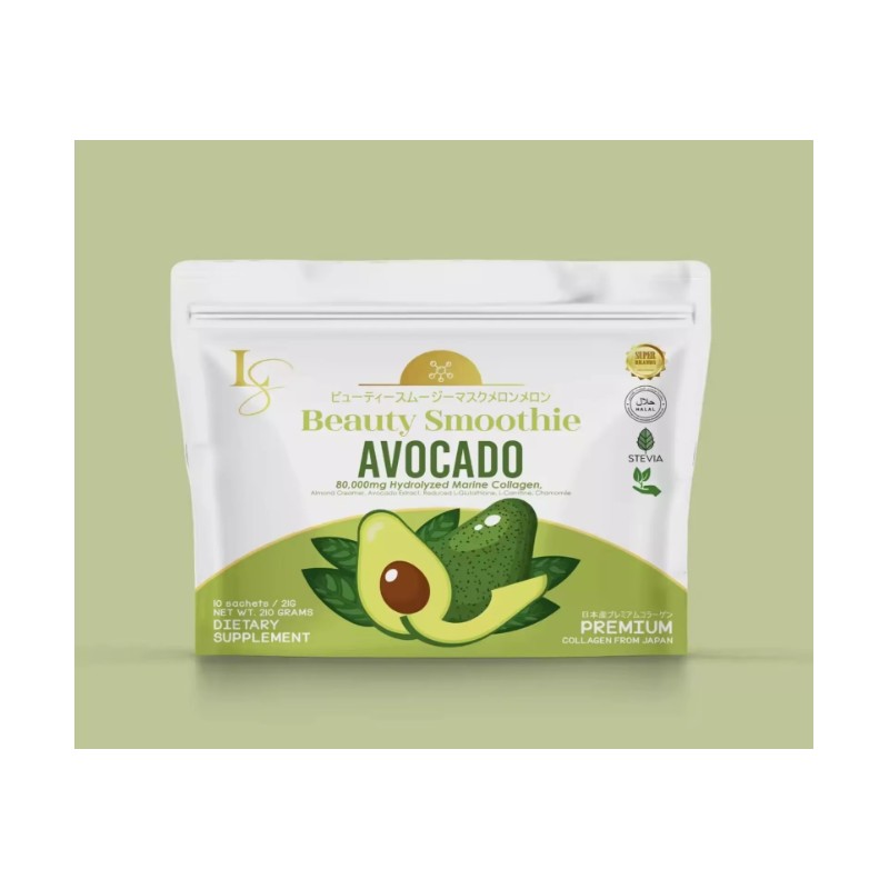 Luxe Slim Avocado Smoothie Collagen Drink, 10 Sachets