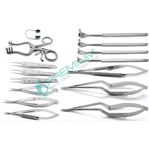 15 Pcs Eye Ophthalmic Scissors Retractors Forceps Speculum Instruments