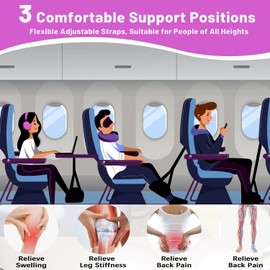 Airplane Travel-Essentials,1-PackAirplane Foot Hammock with Memory Foam,Portable Length Adjustable Relax Your Feet,Provides Relaxation and Comfortable for Long Flight