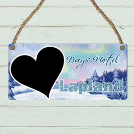 "Days Until Lapland" Countdown Plaque - Northern Lights & Winter Wonderland Chalkboard Sign for Christmas Holiday Countdown - Perfect Lapland Trip Decor for Families (Pastel, Without Pen)