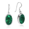 AeraVida Simplistic Elegant Oval Green Malachite .925 Sterling Silver Dangle
