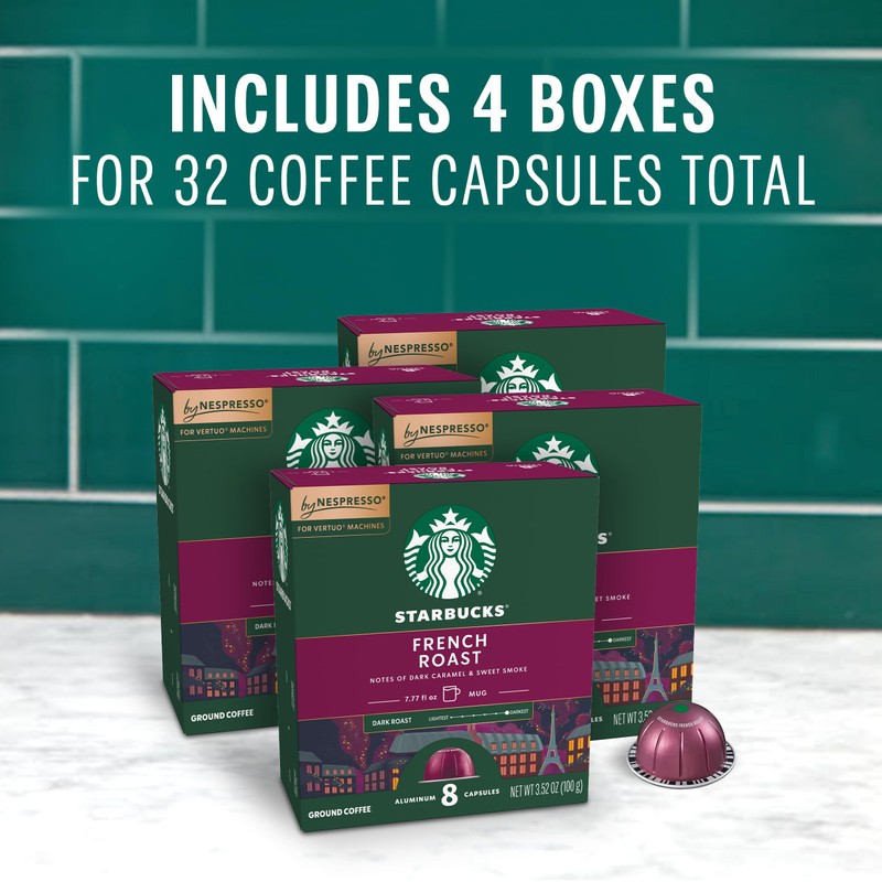 Starbucks by Nespresso Vertuo, French Roast, Dark Roast Coffee, 32-count