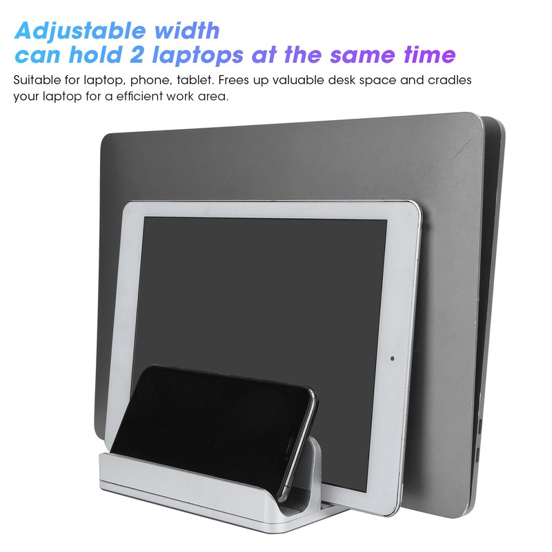 Laptop Organizer Aluminum Alloy Vertical Stand Adjustable Dual Slot for