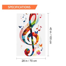 Moslion Music Garden Flags Double Sided 28x40 Inch Artwork Musical Notes Rhythm Song Ornamental In Vibrant Colors Fantasy Yard Flag Burlap Banners Home Decorative Outdoor Villa