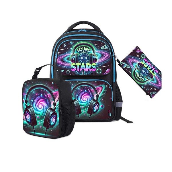 JukaZine Headphone Backpack Set for Boys Girls, Kids Bookbag Combo