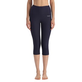 Ubestyle UPF 50+ High Rise Swim Pants for Women Swim Capris Legging Swim Tights Rash Guard Pants Sun Protective Navy