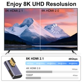 Danfetsoy HDMI 2.1 90 Dgree Adapter Low Profile, Vertical 90 Degree HDMI Male to Female Extension Adapter Support 8K@60Hz/4K@120Hz HDR, 48Gbps Data Transfer for HDTV,Projector,Laptop (3pcs)