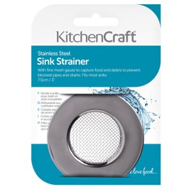 KitchenCraft KCSINK Mesh Sink Strainer / Shower Drain Hair Catcher, Stainless Steel, 7.5 cm