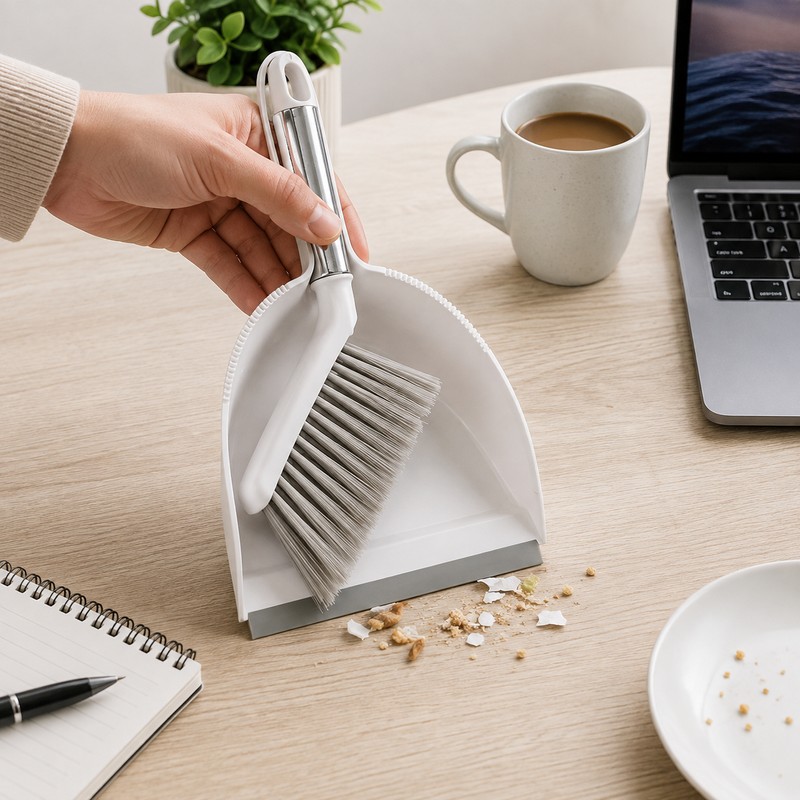 Compact Desktop Broom and Dustpan Set – Portable Cleaning Brush