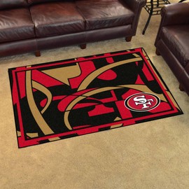 FANMATS 23361 San Francisco 49ers 4ft. x 6ft. Plush Area Rug Xfit Design