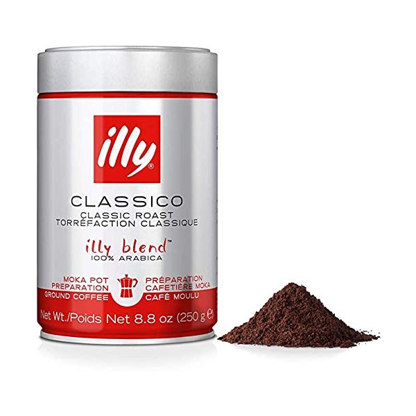 Illy Ground Moka Medium Roast, 8.8-Ounce Cans (Pack of 2)