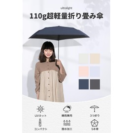 Parasol, Lightweight, 3.9 oz (110 g), UV Protection, Light Blocking, Folding, Women's, Compact, For Both Sunny and Rainy Weather, Convenient to Carry, UV Protection, Heat Stroke Prevention, Mother's Day, Gift (Navy)