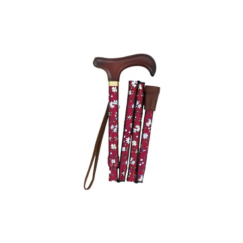Shima Seisakusho Folding Compact Stick F Floral Red