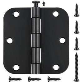 30 Pack Matte Black Door Hinges 3.5 x 3 1/2 Inch Interior Door Hinges for Doors Rounded 5/8" Radius Corners Flat Iron Hinge 3 ½"x 3 ½" Door Hardware Controls