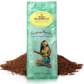 Hawaiian Paradise Coffee Medium Roast (7-OZ) World Class Premium Flavored Grounds Gourmet | Signature Brewed Made From the Finest Beans| Farm Fresh Earth Friendly | Vanilla Macadamia Nut