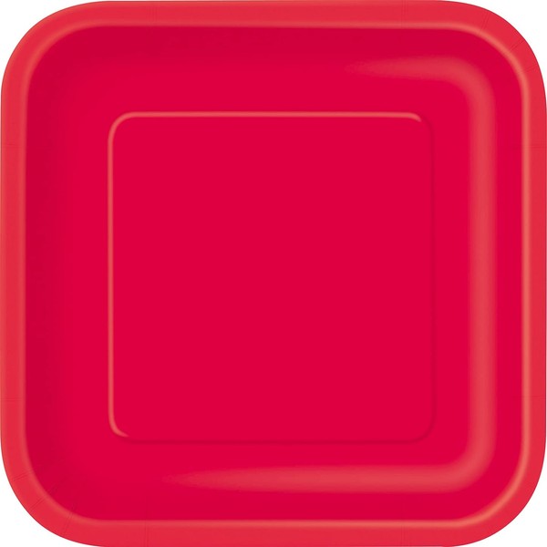 Unique 31493EU Square Eco-Friendly Paper Plates 23 cm Red Colour