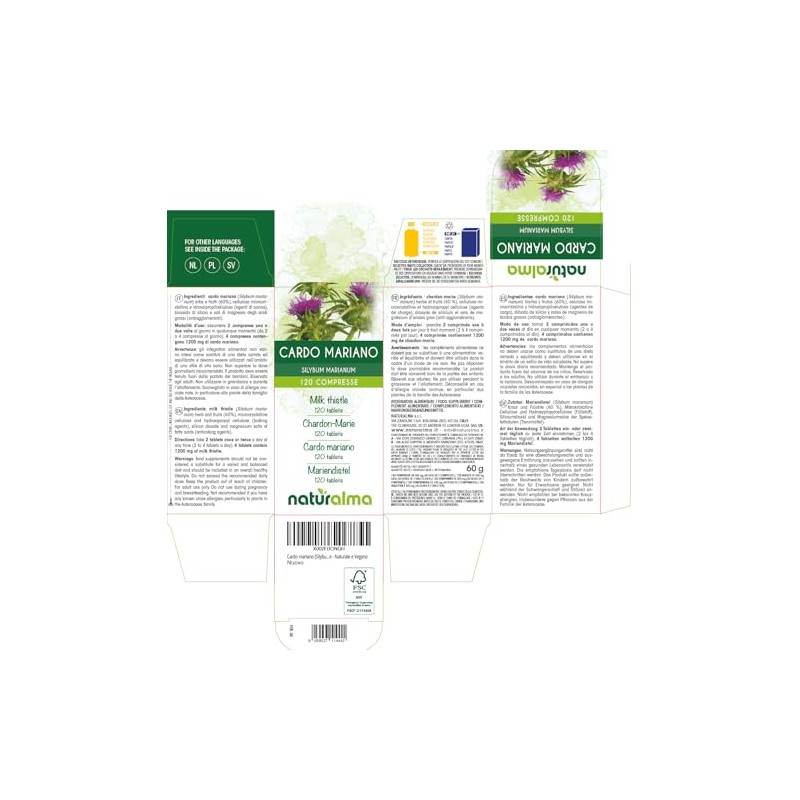 Milk Thistle (Silybum Marianum) Herb and Fruits Naturalma - 60