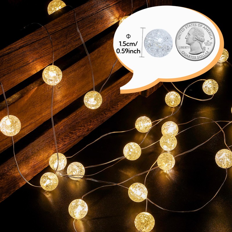 BEEWIN Globe String Lights,10FT 30 LED Decorative Christmas Lights,8 Modes