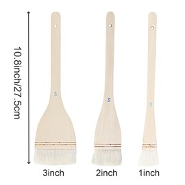 ZEONHEI 6 PCS 3 Size Flat Hake Brushes, Soft Goat Hair Brush and Hake Paint Brush with Solid Wooden Handle for Watercolor Pottery Painting Arts