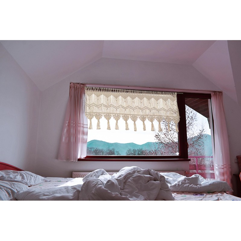 kiido Boho Valance Macrame Curtains for Windows Macrame Valance for