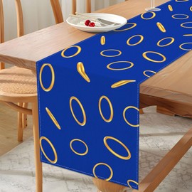 Vohado Blue with Gold Ring Print Table Runner Cartoon Theme Birthday Party Decoration Video Games Tinsel Dining Room Home Kitchen Island Decor