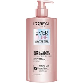 L'Oreal Paris Bond Repair Sulfate Free Conditioner for Damaged Hair, Strengthening Hair Care with Citric Acid, Repairs Weak Hair Bonds, EverPure, 23 Fl Oz