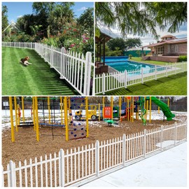 E&K 1 Set 36" H x 84" W Vinyl White Picket Fence Panels Decorative Fencing for Front Porch Yard Garden Pool (34 Pickets, Straight)