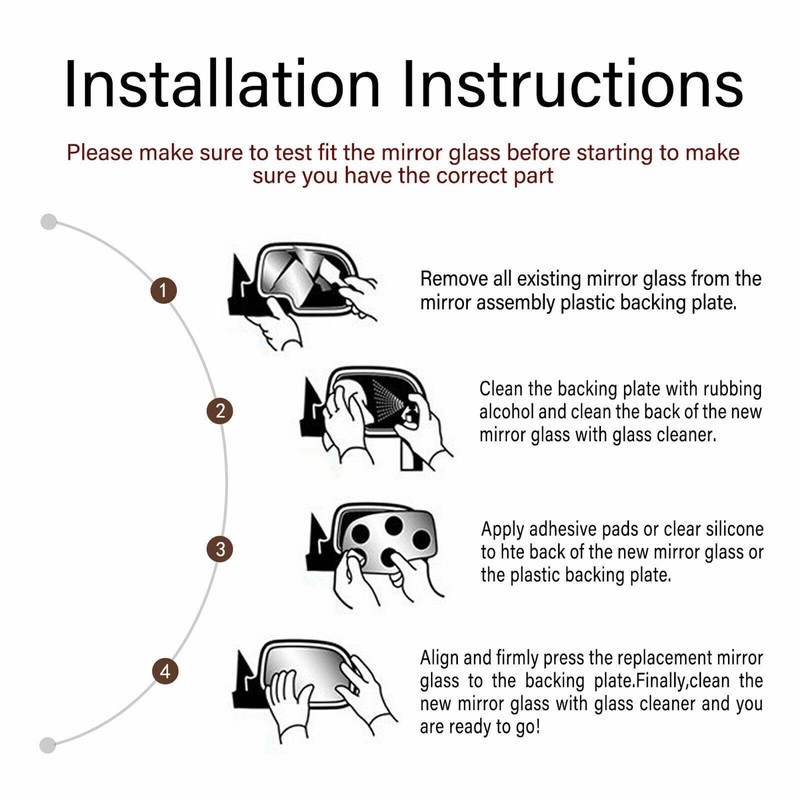 ReYee Mirror Glass Replacement for 1999-2014 Ford E-Series Econoline Excursion