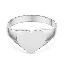 LANDA JEWEL Ladies Sterling Silver Heart Shape Medium Weight Polished Signet Ring 8x11mm (5)