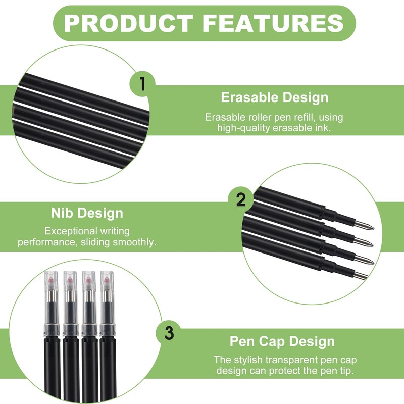 16 Pack Erasable Pen Refills, 0.5 mm Stainless Steel Tip