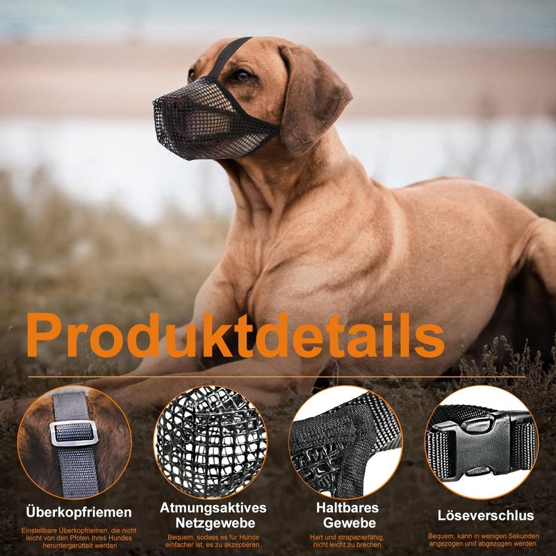 CUEMOON Muzzle for Dogs, Breathable Mesh Muzzle Anti-Bite Anti-Chew for