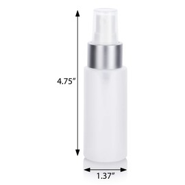 JUVITUS Clear Natural Refillable Plastic Squeeze Bottle with Silver Fine Mist Sprayer - 2 oz (6 Pack) + Labels