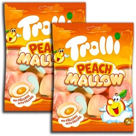 Trolli Peach Mallow 2 x 150 g Extra Soft Foam Sugar Peaches with Fruity Filling Pack of 2