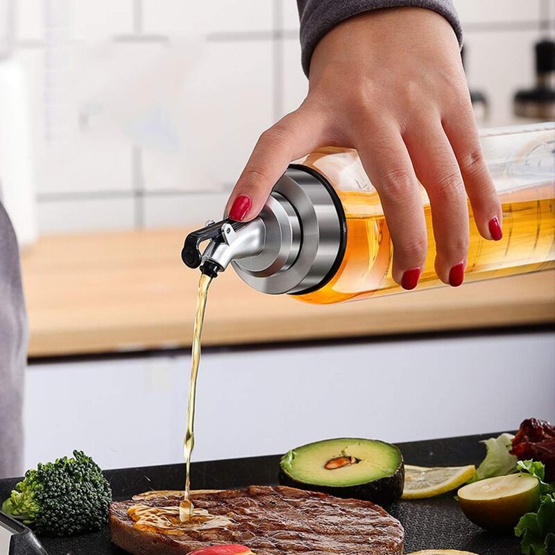 Olive Oil Dispenser Bottle, Liquid Condiment Container, 17 Oz Vinegar