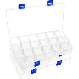 DARUITE Sorting Boxes for Small Parts, 18 Grid Storage Box, Plastic Assortment Boxes, Adjustable Sorting Box for Small Parts, Jewellery, Screws, Ironing Beads, Earrings, Beads, Sewing Thread (Pack of