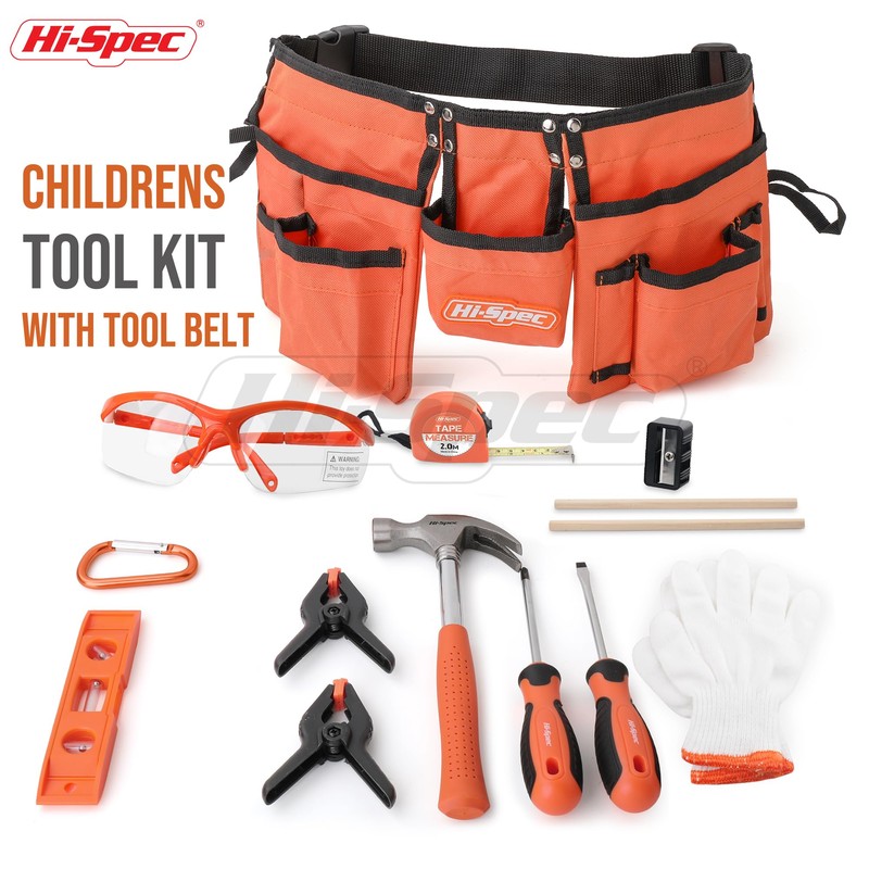 Hi-Spec 16pc Orange Kids Tool Kit Set & Child Size