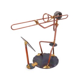 Trombone with Music Stand Collectible Handmade Metal Art Figurine, Desk Accessories, Trophy, Band, Office Décor, Musical Instrument