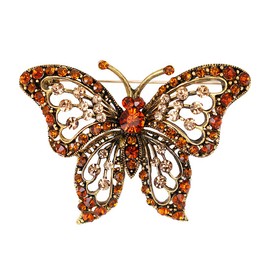 Jana Winkle Animal Series Orange Rhinestones Butterfly Brooches Women Brooch Pins Wedding Brooches