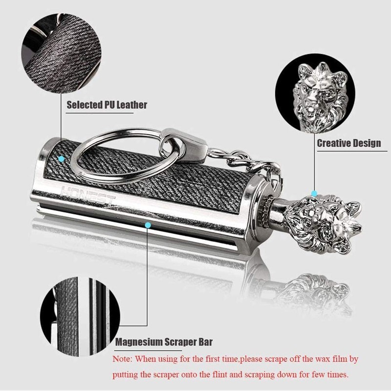 BIASTNR Permanent Match Keychain Lighter, Flint Matchstick Fire Starter Lighter,