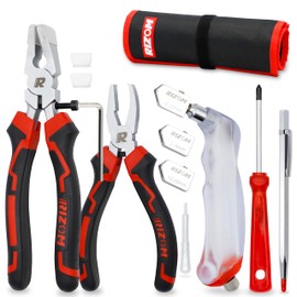Rizom Glass Cutters Tools, Glass Cutter 2-20MM, 8" Glass Running Pliers with Curved Jaws, 6" Breaker Grozer Pliers, Glass Cutting Tool for Stained Glass, Tiles, Mosaic Cutting